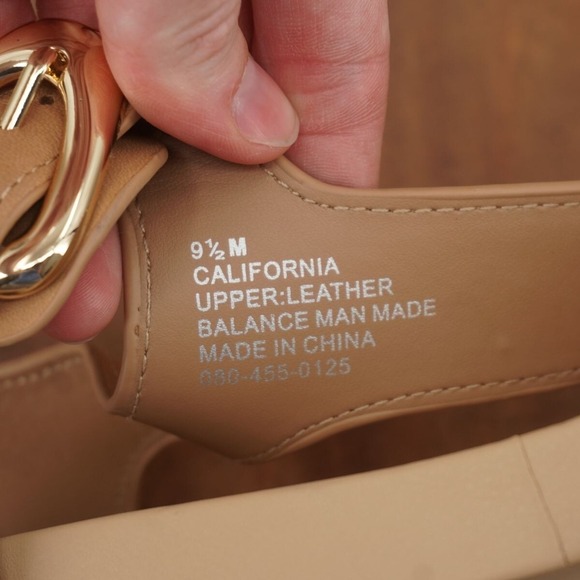 Aerosoles Womens California Sandals Block Heel Ankle Strap Gold Buckle Beige 9.5 - Picture 7 of 9